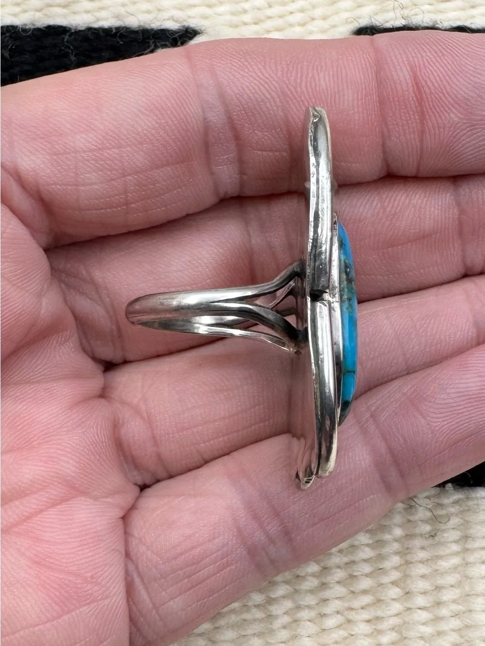 Vintage Navajo Native American Sterling Silver Natural Turquoise Ring 5.5